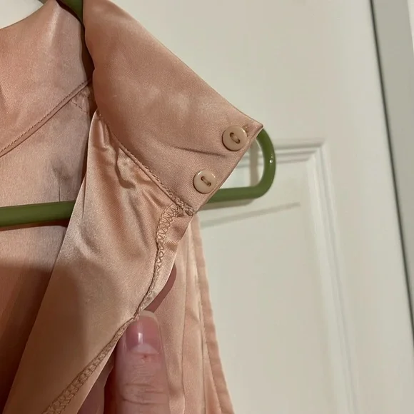 Classic Elegance Blush Satin Sleeveless Mock Neck Maxi Dress - Picture 5 of 6